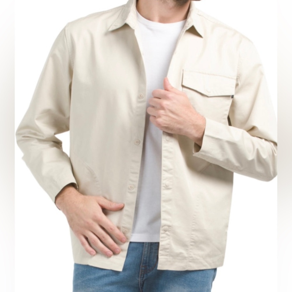 Dockers Men’s Oversized Zipper Jacket Shirt Pockets Off White Size Variation NWT